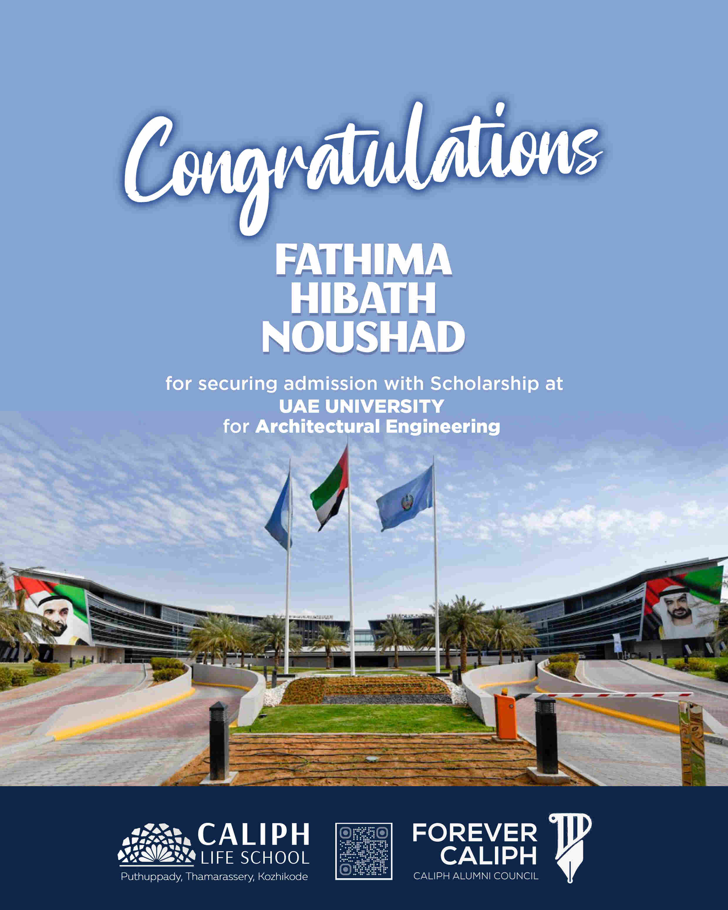 SECURED ADMISSION AT UAE UNIVERSITY